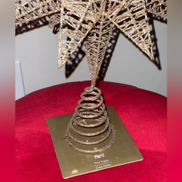 Pier 1 Champagne Gold Glitter Star Tree Topper - Picture 2 of 5